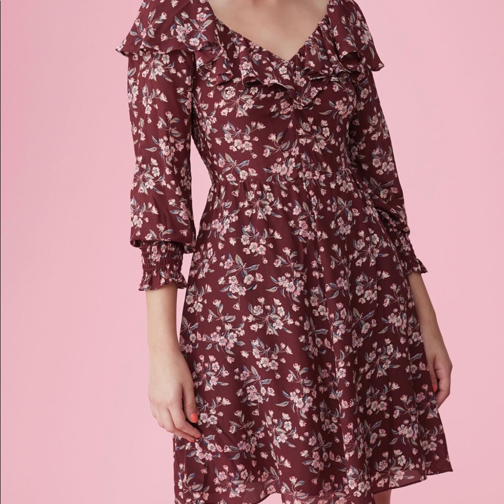 Rebecca Taylor Silk Tilda Flora Ruffle Dress Sz 12